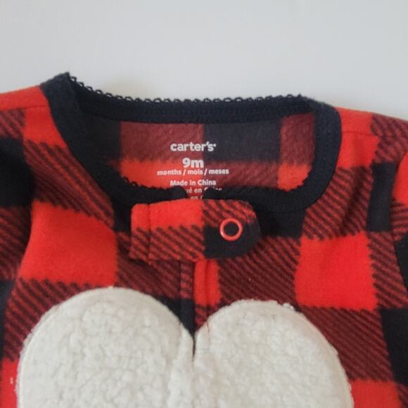 Carter's Baby Microfleece Buffalo Plaid Sleep & Play Footie Size 3M Christmas - Picture 3 of 5